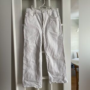 White wide leg crop jeans